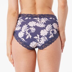 Sash & Rose Women's Print Micro & Lace Full Brief Floral Print