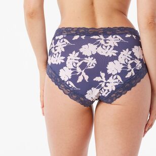 Sash & Rose Women's Print Micro & Lace Full Brief Floral Print