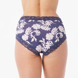 Sash & Rose Women's Print Micro & Lace Full Brief Floral Print