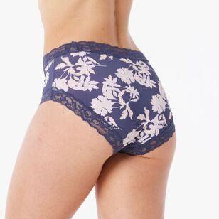 Sash & Rose Women's Print Micro & Lace Full Brief Floral Print