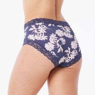 Sash & Rose Women's Print Micro & Lace Full Brief Floral Print