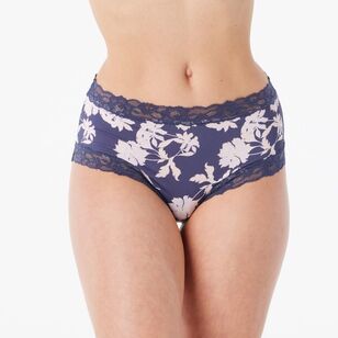 Sash & Rose Women's Print Micro & Lace Full Brief Floral Print