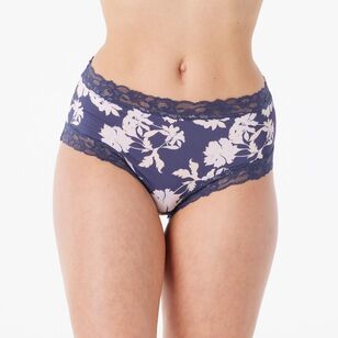 Sash & Rose Women's Print Micro & Lace Full Brief Floral Print