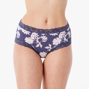 Sash & Rose Women's Print Micro & Lace Full Brief Floral Print