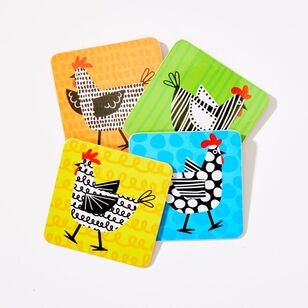 Soren Farmyard Chicken Breakfast Collection 10 cm Coasters 4 Pack