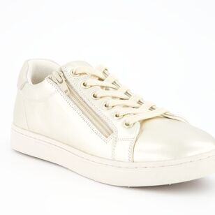 Natural Comfort Women's Mabel Casual Leather Sneaker with Zip Metallic