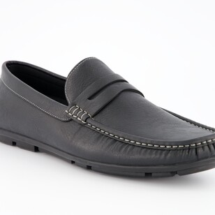 JC Lanyon Men's Eddy Casual Leather Loafer Black