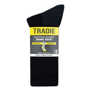 Tradie Black Men's Cotton Blend Work Sock 3 Pack Black