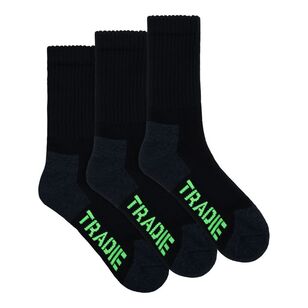 Tradie Black Men's Cotton Blend Work Sock 3 Pack Black