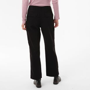 Khoko Collection Women's Cotton Twill Cargo Pant Black