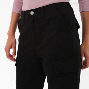 Khoko Collection Women's Cotton Twill Cargo Pant Black