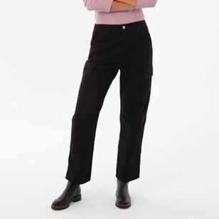 Khoko Collection Women's Cotton Twill Cargo Pant Black