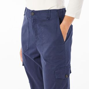 Khoko Collection Women's Cropped Lyocell Cargo Pant Navy