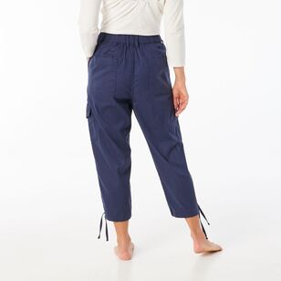 Khoko Collection Women's Cropped Lyocell Cargo Pant Navy