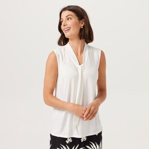 Jane Lamerton Women's V Neck Tie Top Ivory