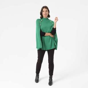 Jane Lamerton Women's Gold Trim Poncho Winter Green