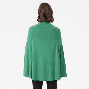 Jane Lamerton Women's Gold Trim Poncho Winter Green