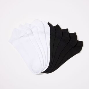 Jack Of All Trades Men's Cotton Trainer Liner Sock 10 Pack Black & White