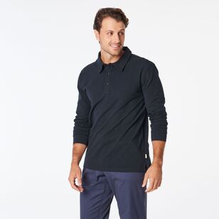 JC Lanyon Men's Hanover Stretch Cotton Long Sleeve Polo Black