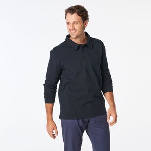 JC Lanyon Men's Hanover Stretch Cotton Long Sleeve Polo Black