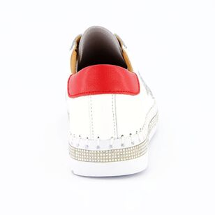 Just Bee Women's Cintra Lace Up Embellished Shoe White & Red