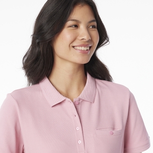 Khoko Collection Women's Pique Polo Shirt Rose