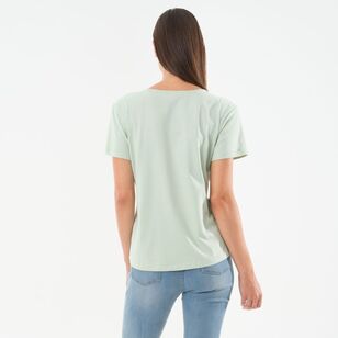 Khoko Collection Women's V Neck Cotton Tee Mint