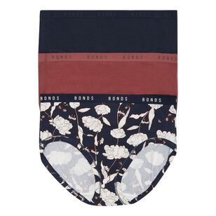 Bonds Women's Cottontails Full Brief 3 Pack Navy