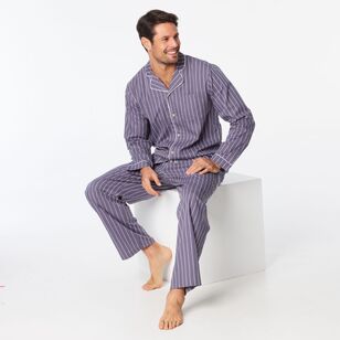 Nic Morris Men's Long Cotton Poplin PJ Set Charcoal