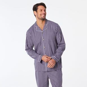 Nic Morris Men's Long Cotton Poplin PJ Set Charcoal