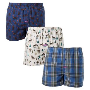 Mitch Dowd Bear And Moose Cotton Boxer 3 Pack Blue & Multicoloured