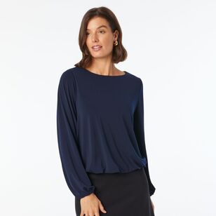 Jane Lamerton Women's Bubble Hem Top Deep Navy