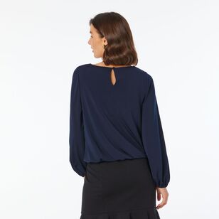 Jane Lamerton Women's Bubble Hem Top Deep Navy