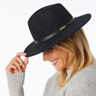 Khoko Women's Classic Wool Panama Hat Black