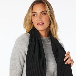 Khoko Women's Classic Rib Knit Scarf Black