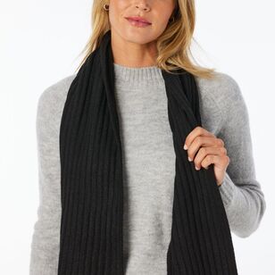 Khoko Women's Classic Rib Knit Scarf Black