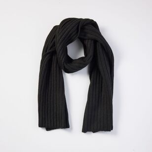 Khoko Women's Classic Rib Knit Scarf Black