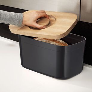 Joseph Joseph Bread Bin With Bamboo Cutting Board Lid Black