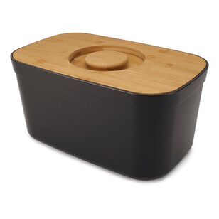 Joseph Joseph Bread Bin With Bamboo Cutting Board Lid Black