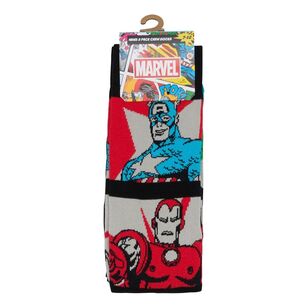 Rio Men's Licensed Marvel Crew Sock 2 Pack Black Multicoloured 8-11