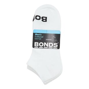 Bonds Men's Everyday Cushioned Low Cut Sock 3 Pack White