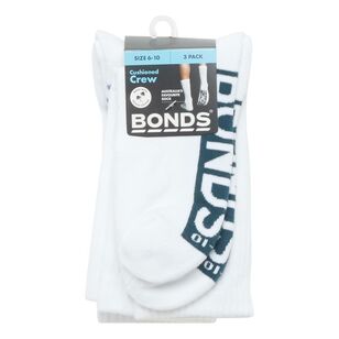 Bonds Men's Original Logo Quarter Crew Sock 3 Pack White