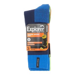 Bonds Men's Explorer Tough Work Crew 2 Pack Black Multicoloured