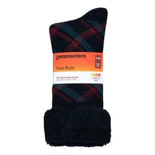 Underworks Men's Heat Bods Sherpa Sock Check