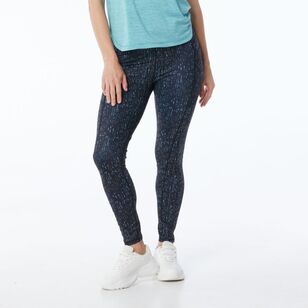 LMA Women's Print Full Length Leggings Black & Mint