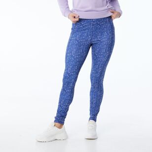 LMA Women's Print Full Length Leggings Indigo & Light Pink