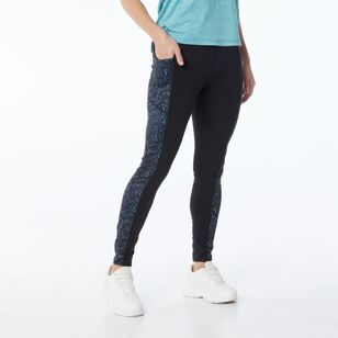 LMA Women's Spliced Full Length Leggings Black & Mint