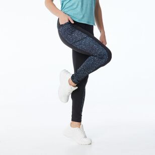 LMA Women's Spliced Full Length Leggings Black & Mint