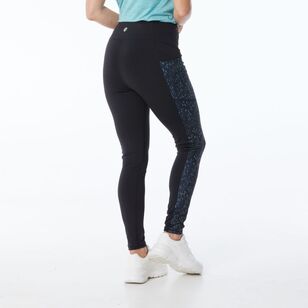 LMA Women's Spliced Full Length Leggings Black & Mint