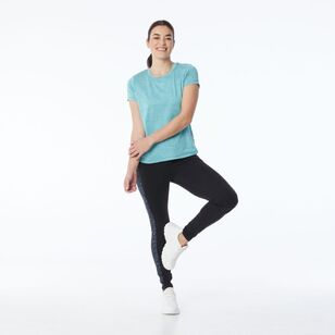 LMA Women's Spliced Full Length Leggings Black & Mint